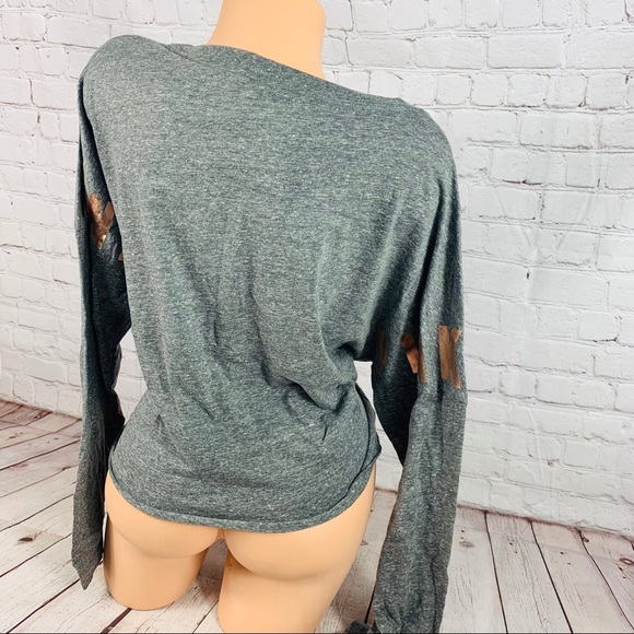 VS PINK Bling Logo Long Sleeve Crop Tee Shirt - Picture 6 of 6